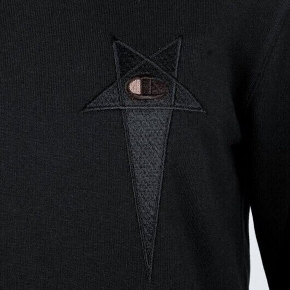 Rick Owens x Champion LS Body Chest Pentagram Sweater XS Black Defect New - Picture 16 of 16